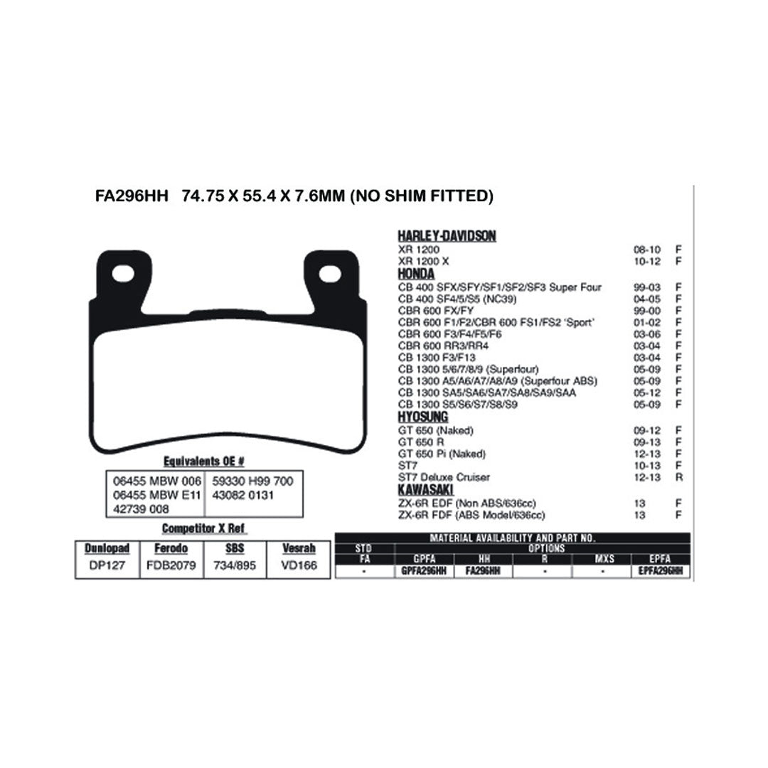 EBC Brake Pads EPFA296HH