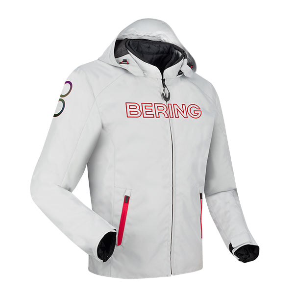Bering Warwick Textile Waterproof Jacket - Light Grey / Red