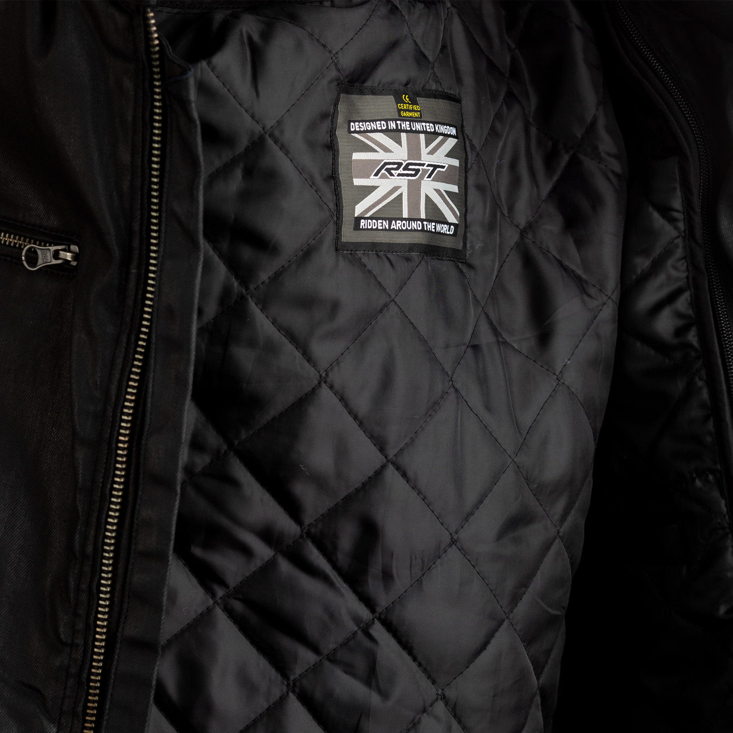 RST x Kevlar Brixton CE Ladies Wax Textile Jacket - Black .