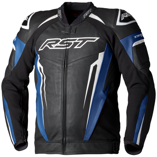 RST Tractech Evo 5 CE Mens Leather Jacket - Blue / Black / White