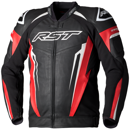 RST Tractech Evo 5 CE Mens Leather Jacket - Red / Black / White