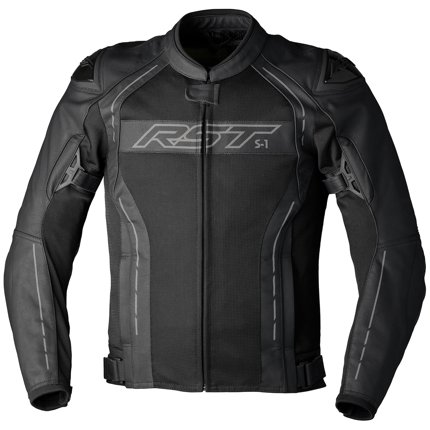 RST S1 Mesh CE Mens Leather Jacket - Black / Black