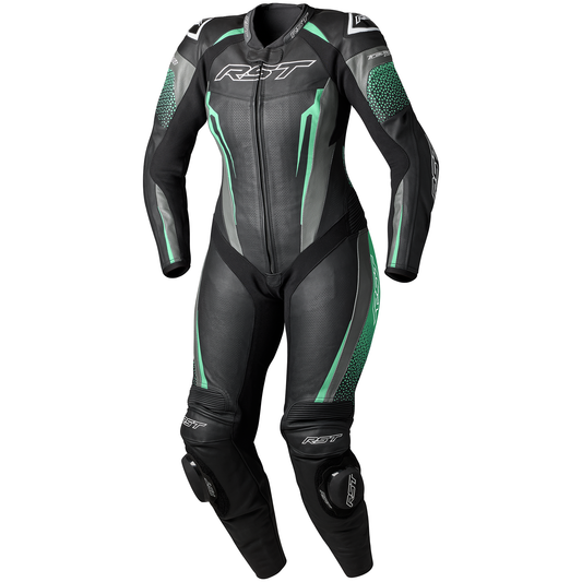 RST Tractech Evo 5 CE Ladies Leather Suit - Black / Aqua / Grey