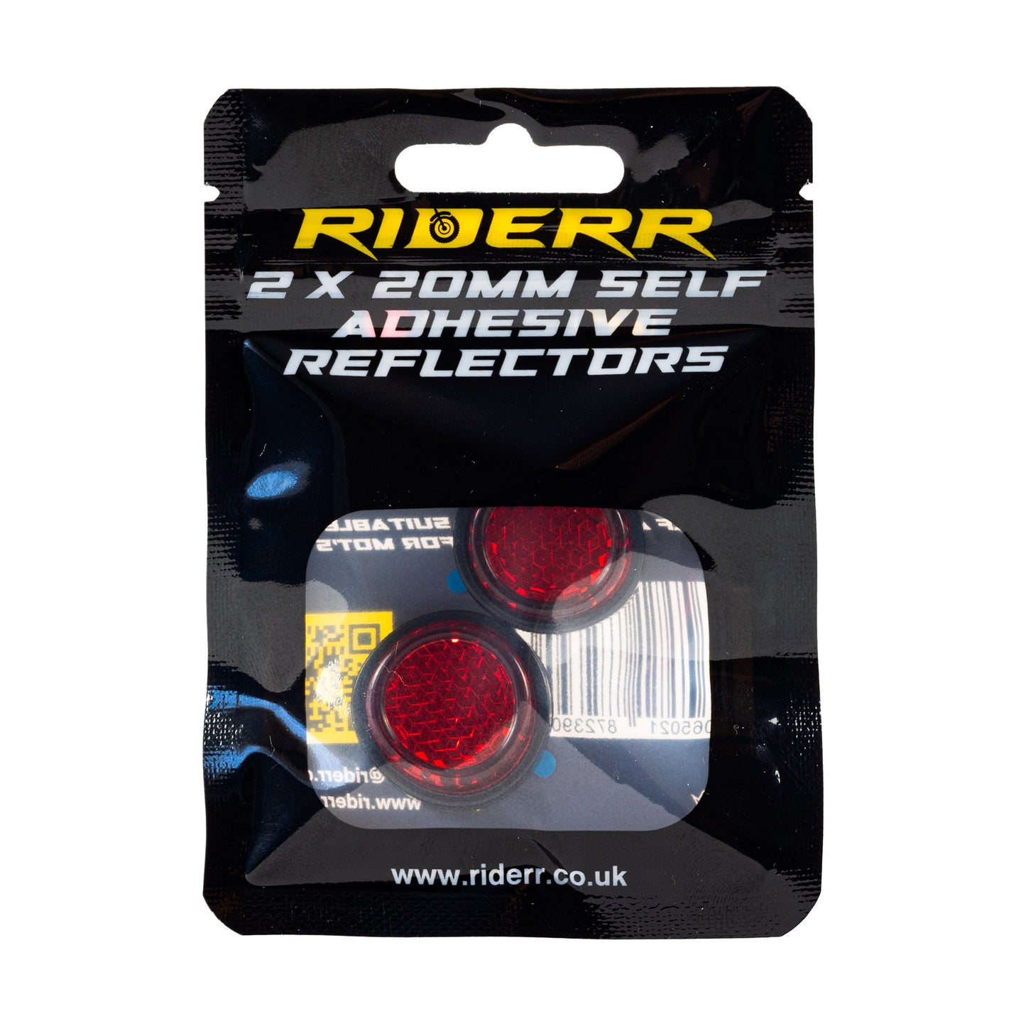 Riderr 2 x 20mm Self Adhesive Reflectors - Red