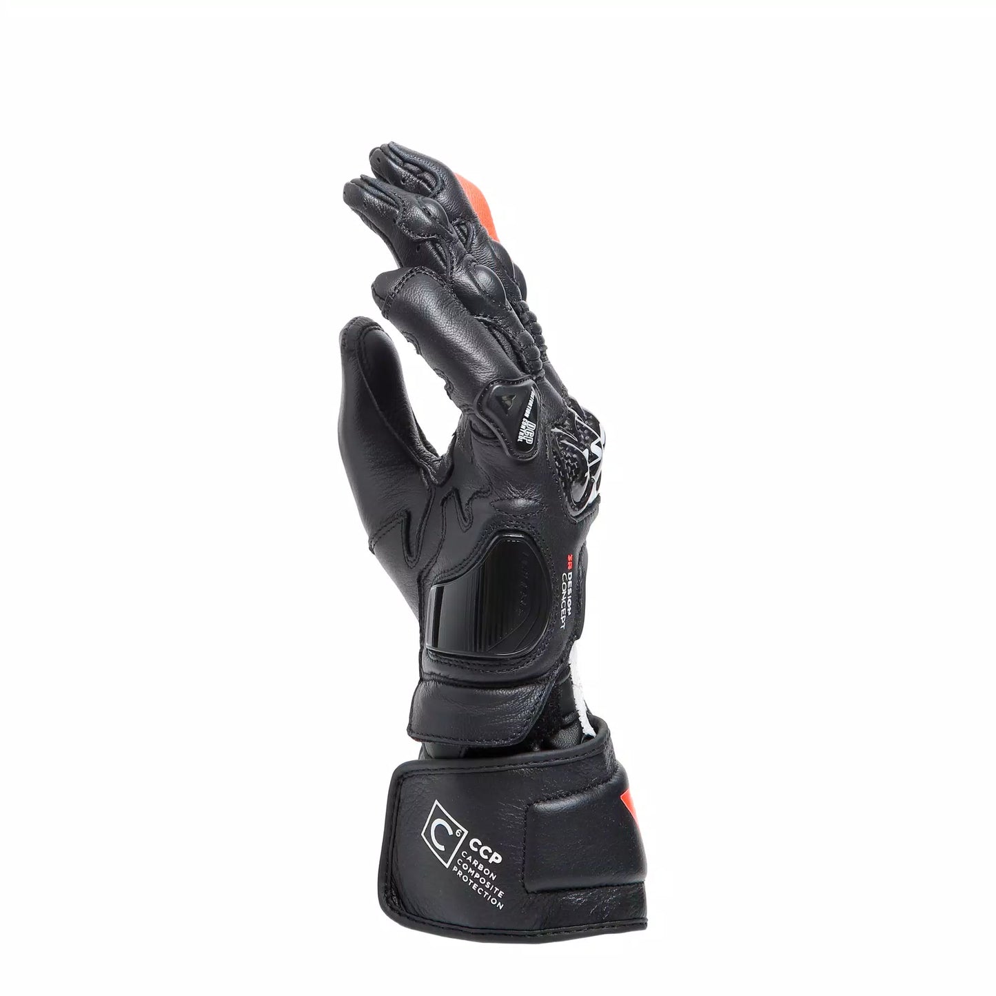 Dainese Carbon 4 Long Ladies Leather Gloves - Black / White / Fluo-Red