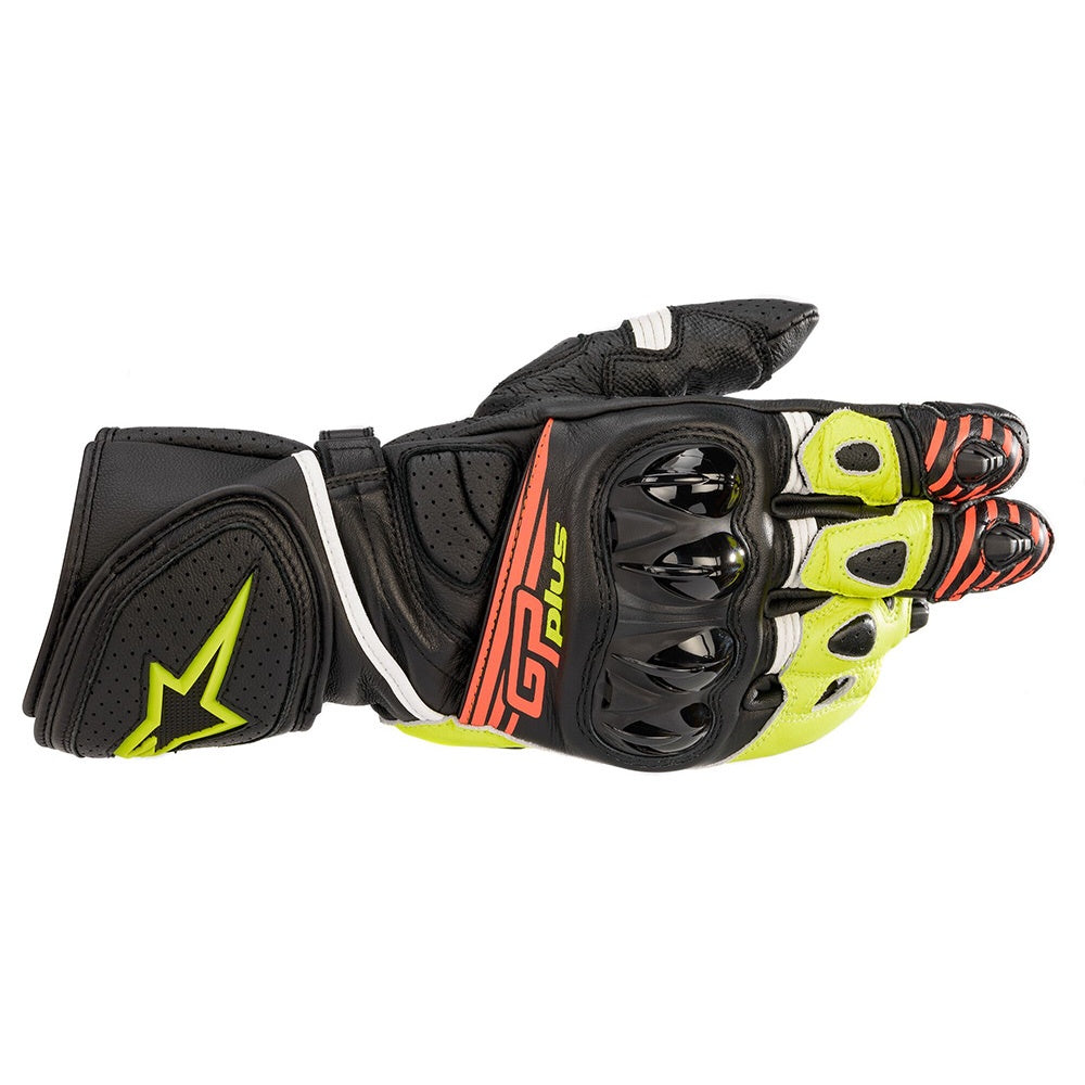 Alpinestars GP Plus R v2 Leather Gloves - Yellow / Red Fluo