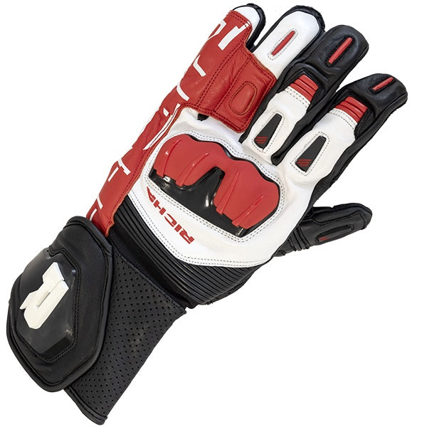 Richa Stradale Leather Sports Gloves - Black / White / Red