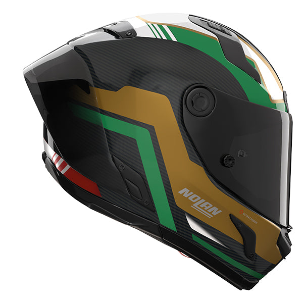 Nolan X-804 RS Carbon Piega 367 - Carbonio / Oro / Rosso / Verde Metallo