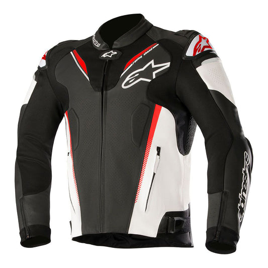 Alpinestars Atem V3 Leather Jacket - Black / White / Red Fluo
