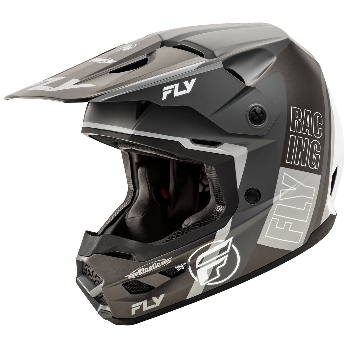 Fly Kinetic Rally Helmet - Matte Grey / Black / White