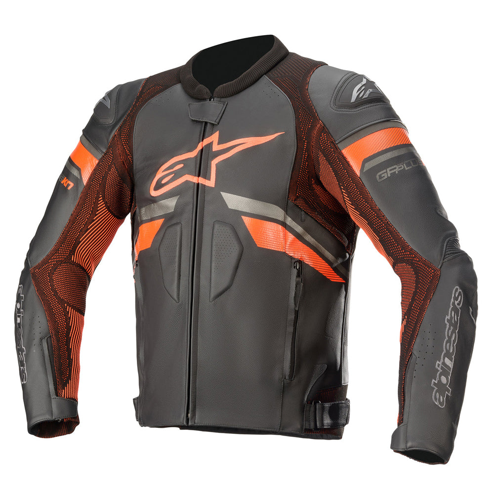 GP Plus R V3 Rideknit Leather Jkt Black/Red/Fluo