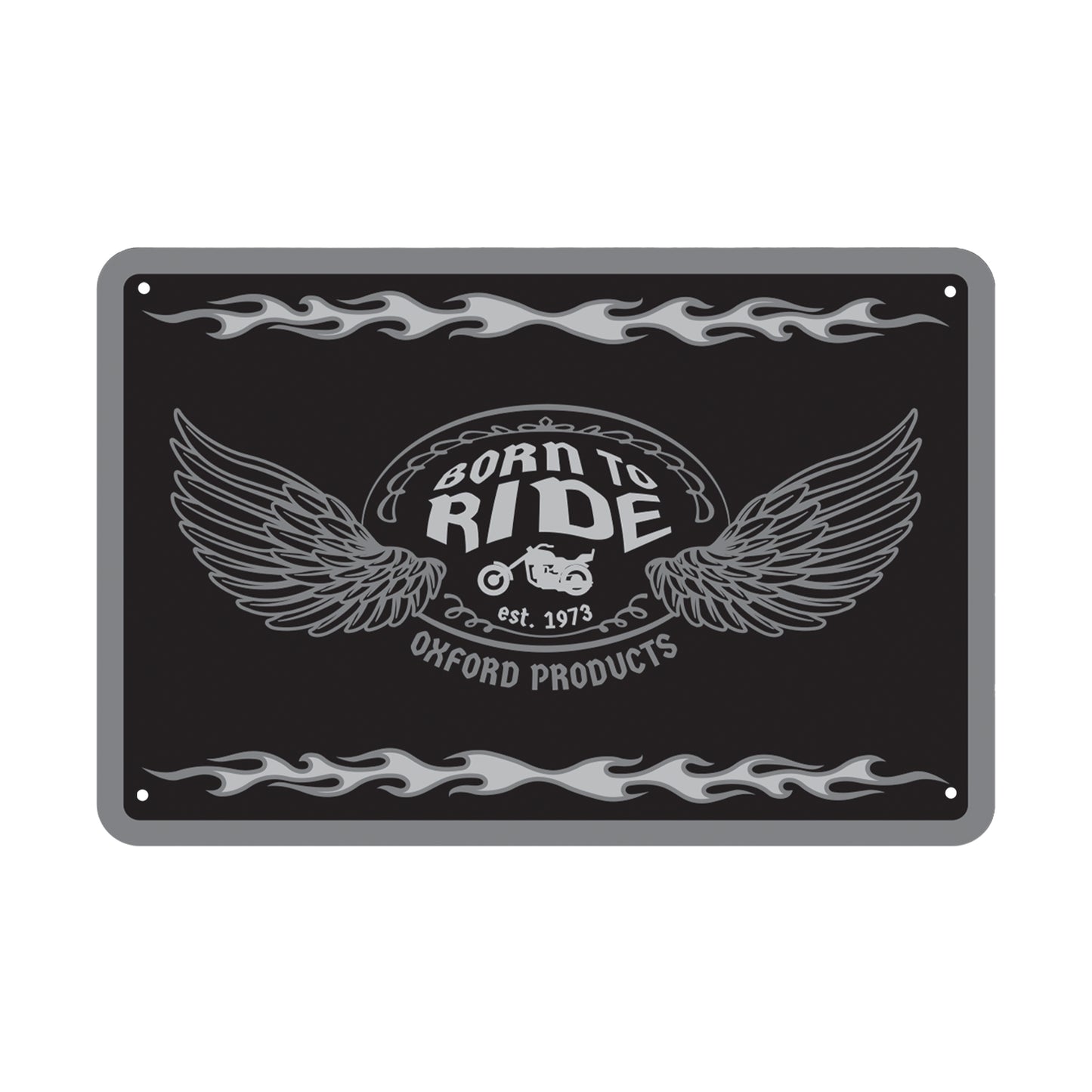 Oxford Garage Metal Sign: BORN TO RIDE
