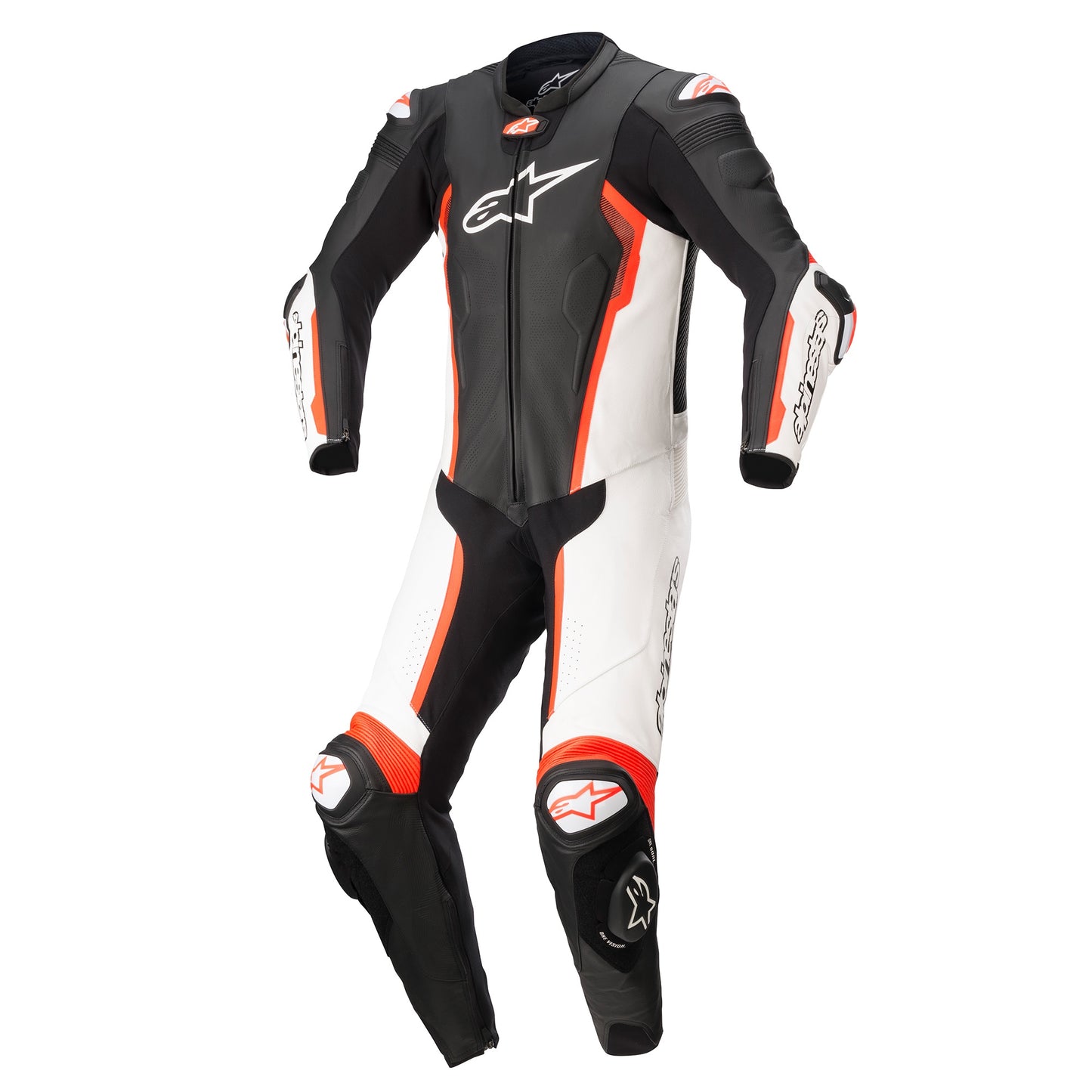Alpinestars Missile V2 Leather 1 Piece Suit - Black / White / Red Fluo