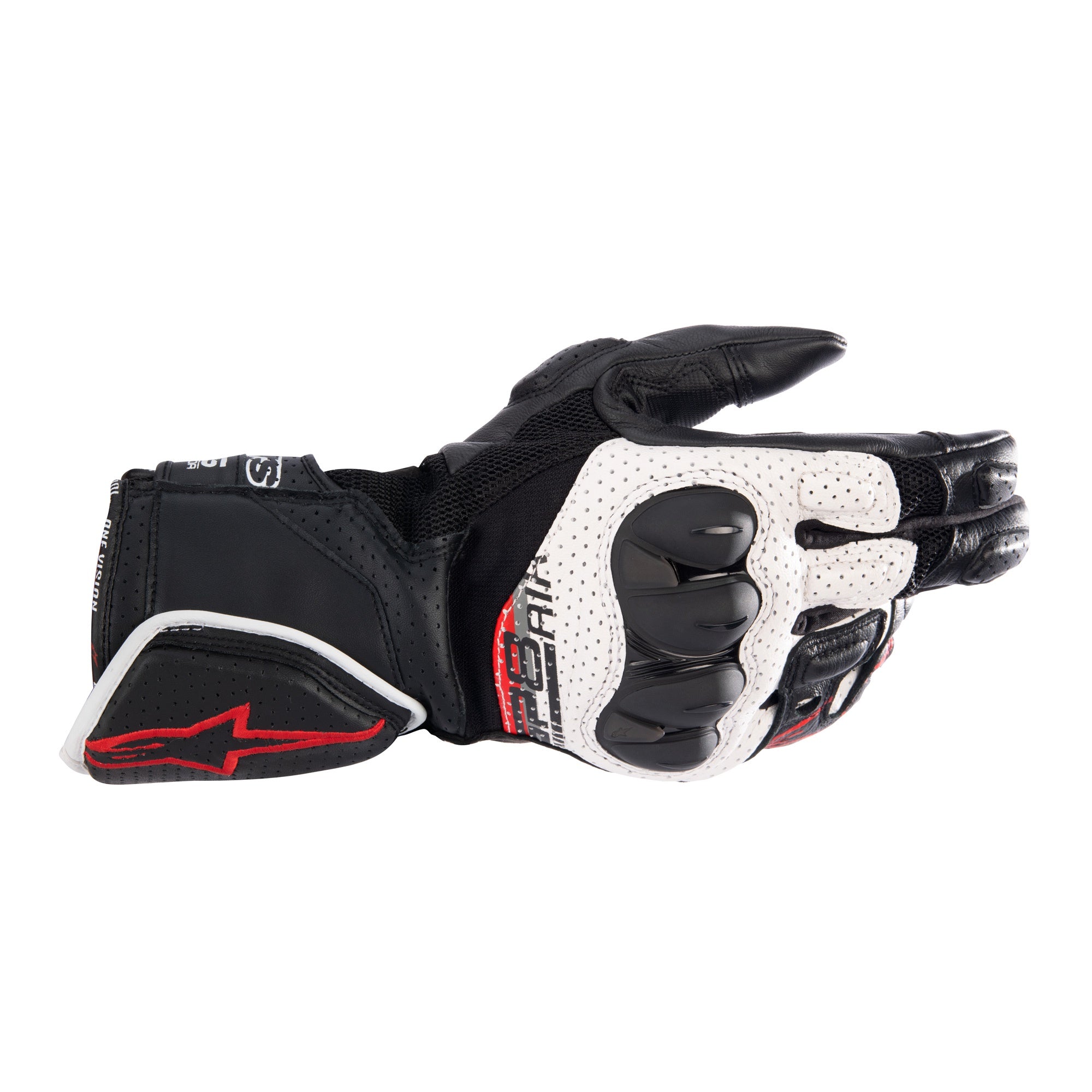 Alpinestars SP-8 V3 Air Motorcycle Gloves – Men's Street Riding Gloves, Black/White/Red, 2XL