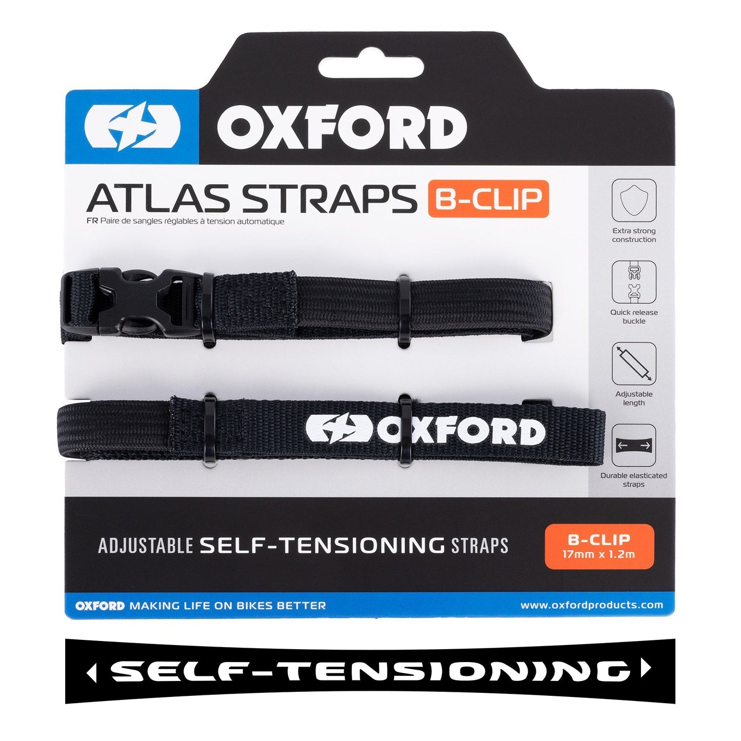 Oxford Atlas B-Clip 17mm x 1.2M Black (Pair)