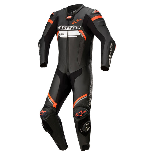 Missile V2 Ignition Leather 1 Piece Suit - Black / Red Fluo