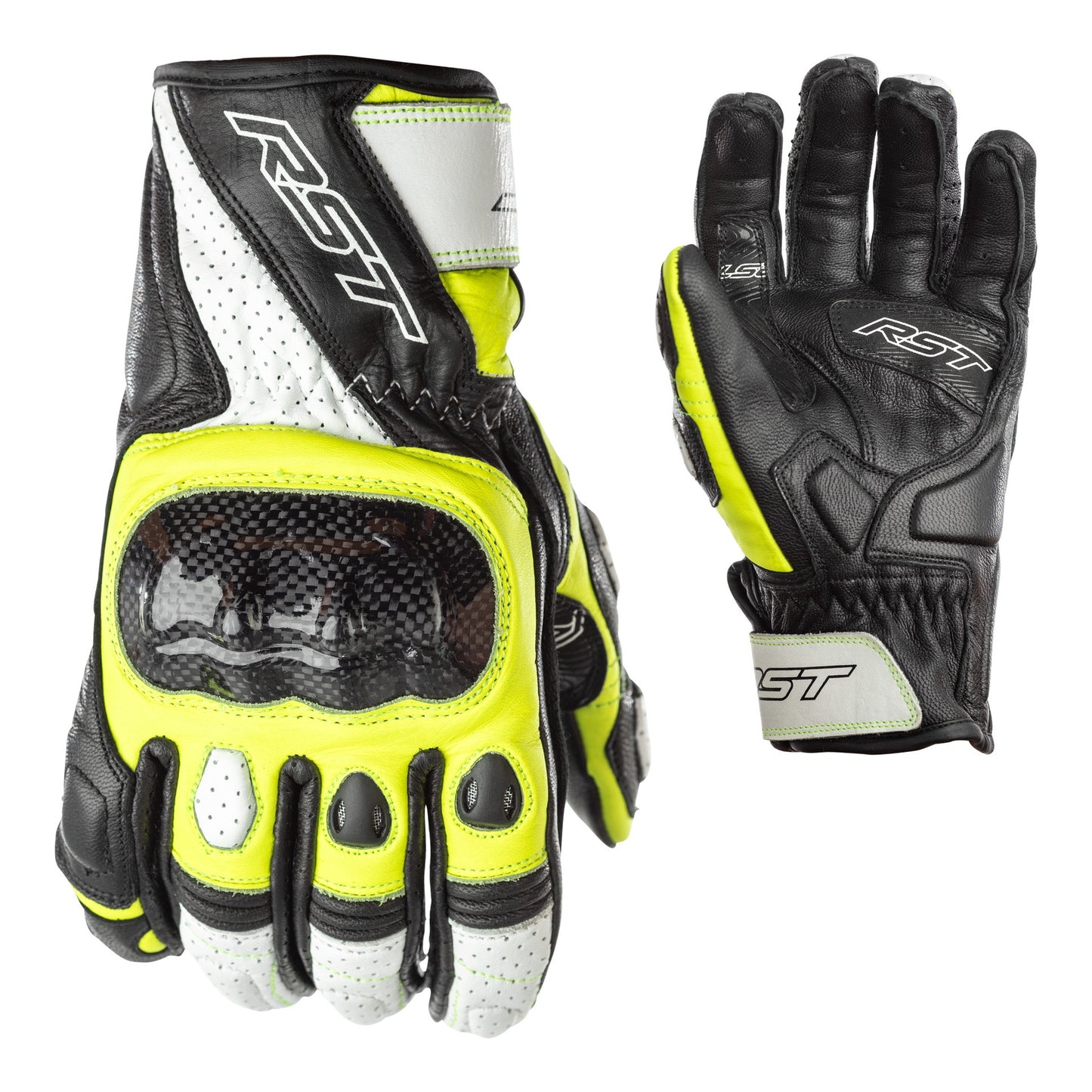 RST Stunt III CE Mens Gloves - Black / Flo Yellow .
