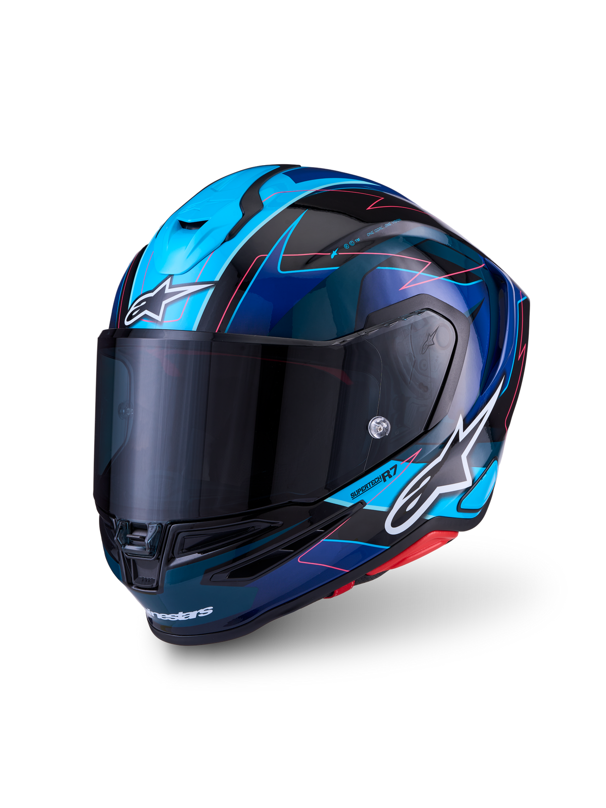 Alpinestars SR7 Kinetis Helmet - Black Blue Pink Fluo White Glossy