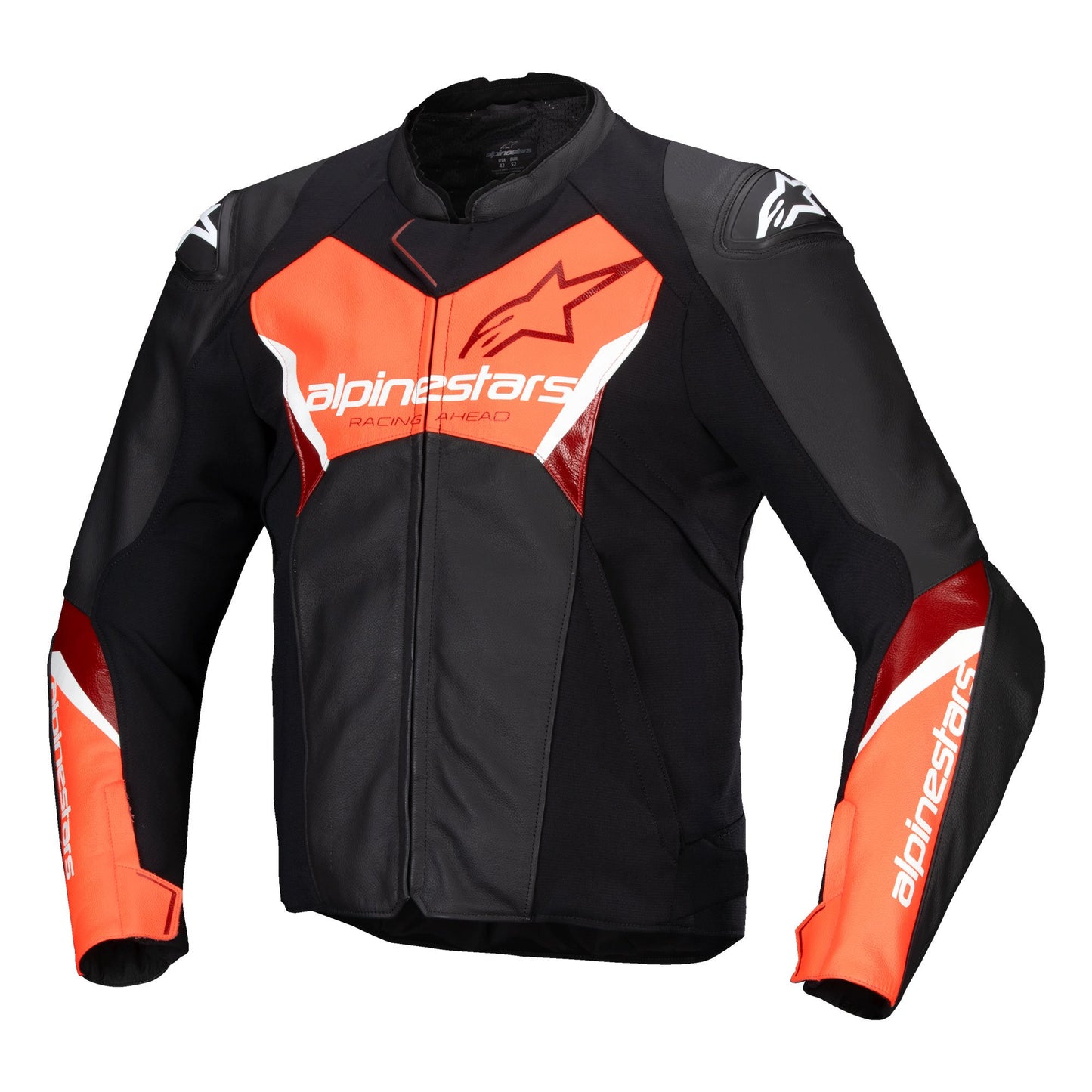 Alpinestars Faster V3 Leather Jacket - Black / Red Fluo