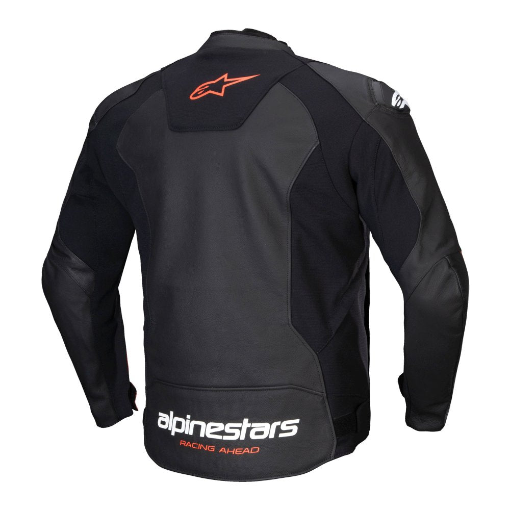 Alpinestars Faster V3 Leather Jacket - Black / Red Fluo