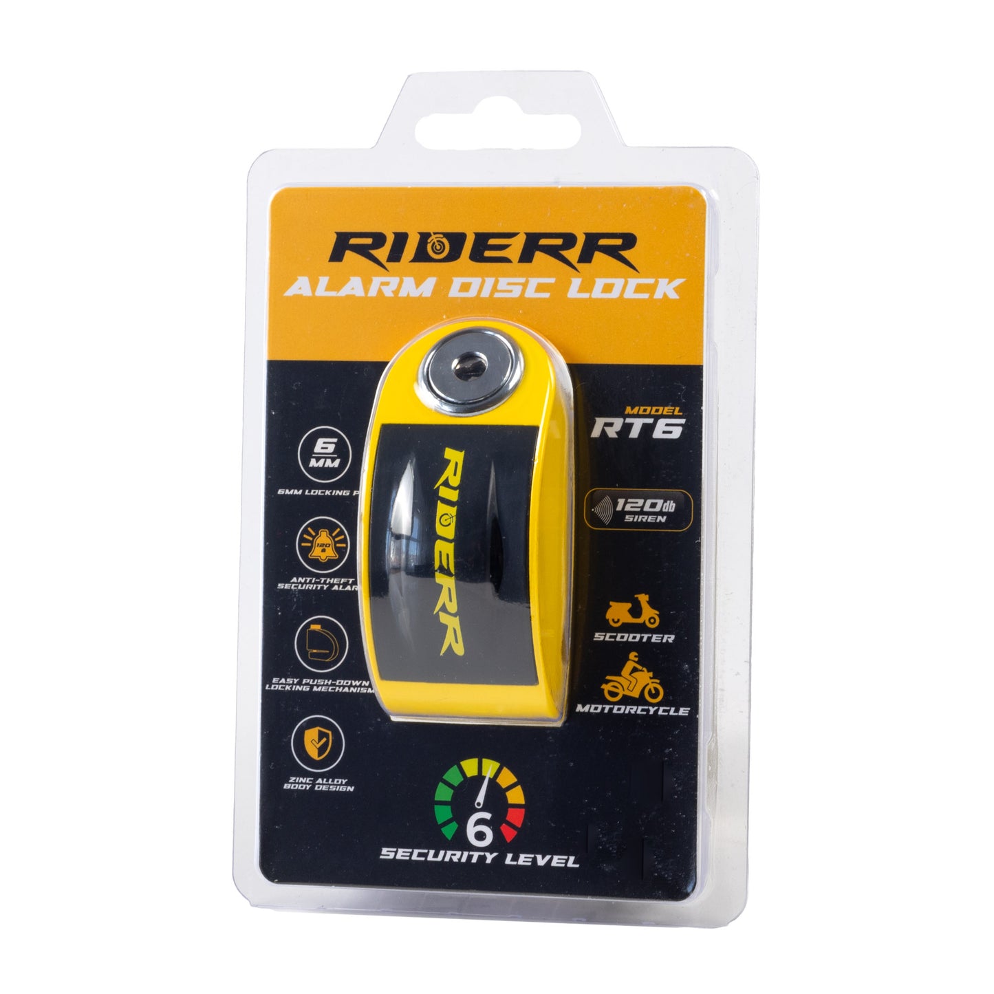 RIDERR RT6 ALARM DISC LOCK YELLOW