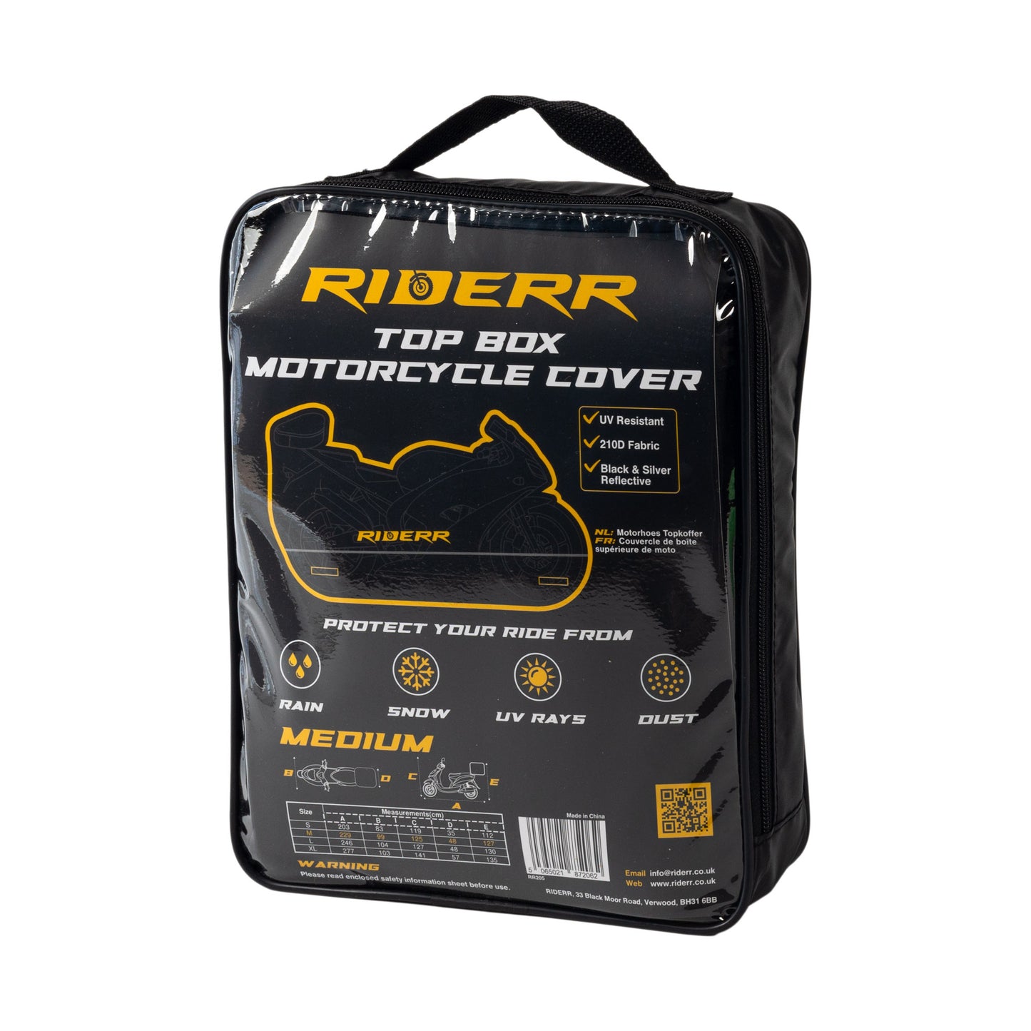 Riderr Motorcycle Top Box Cover - Black / Silver