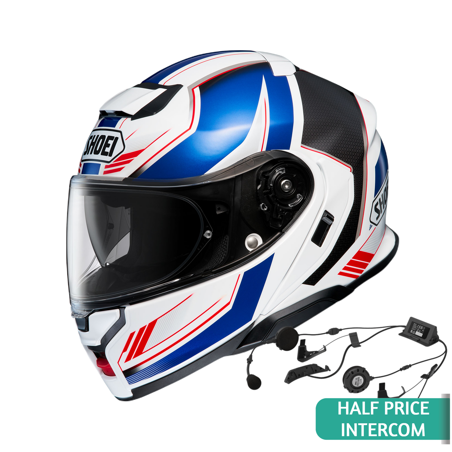 Shoei Neotec 3 Grasp Flip Front Helmet TC10 - White / Blue / Red