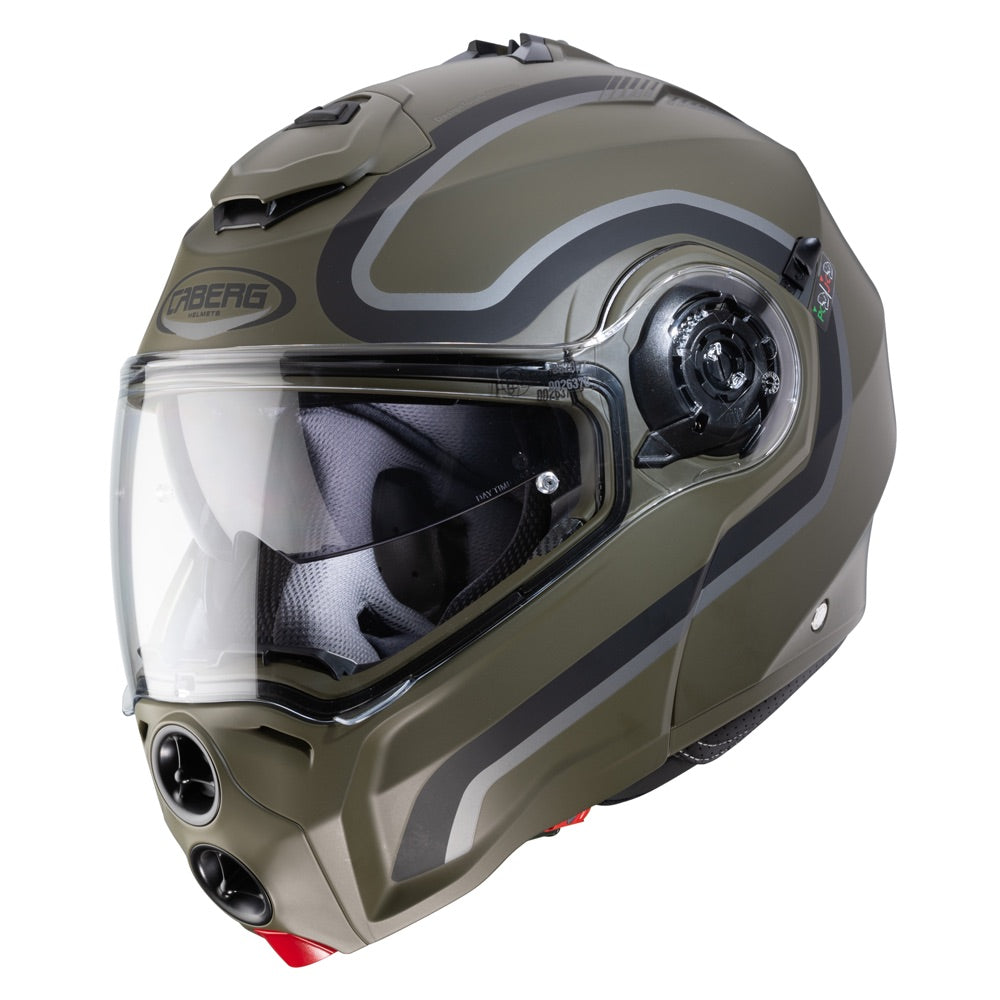 CABERG Droid Flip Up Motorcycle Helmet Pure Matt - Green / Black / Anth