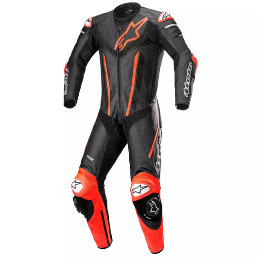Fusion Leather Suit 1 Pc Black Red Fluo