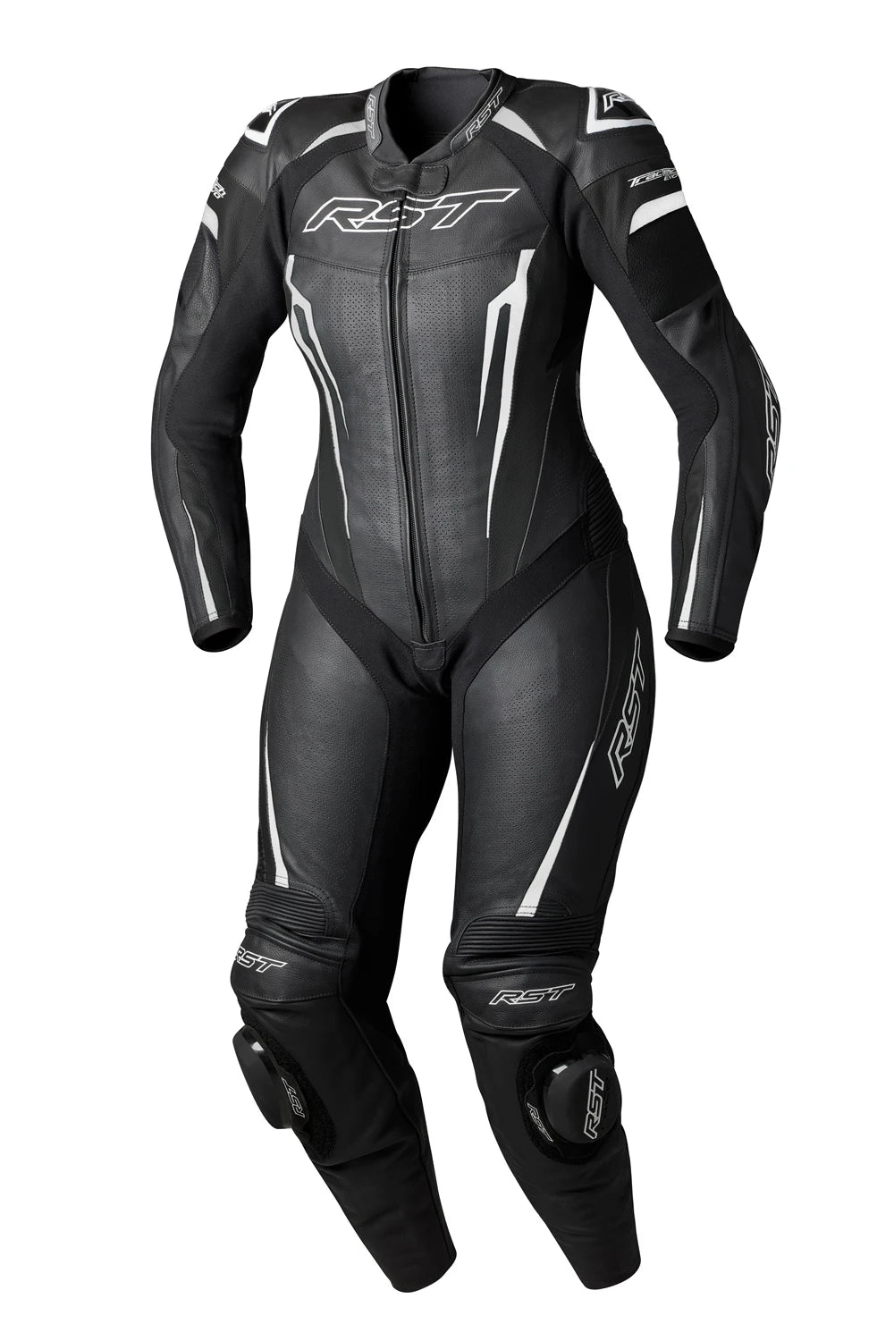 RST Tractech Evo 5 CE Ladies Leather Suit - Black / White / Black