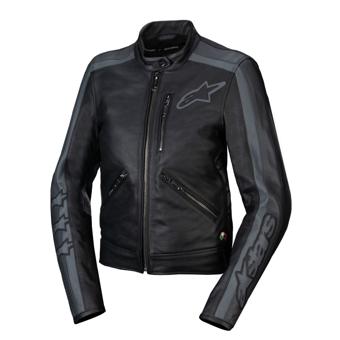 Alpinestars Stella Dyno Leather Ladies Jacket - Black / Tar Grey / Dark Grey