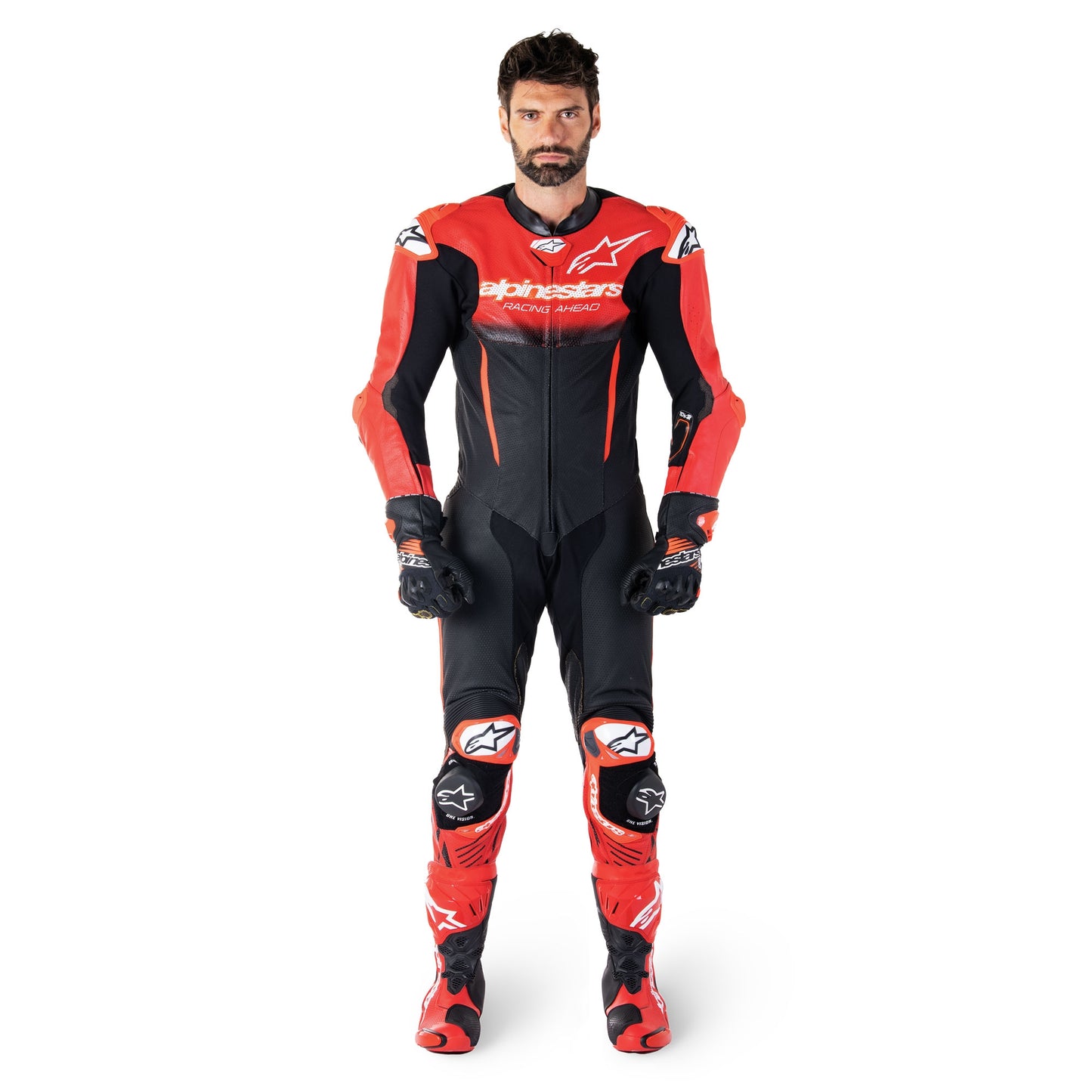 Alpinestars GP-R7 1 Piece Leather Suit - Black / Mid Red
