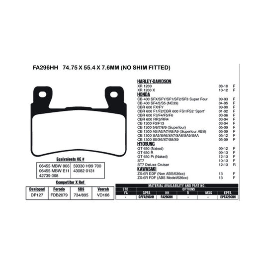 EBC Brake Pads EPFA296HH