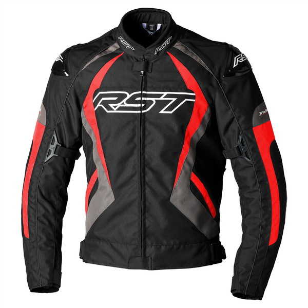 RST Tractech Evo CE Mens Textile Jacket Black Grey Flo Red