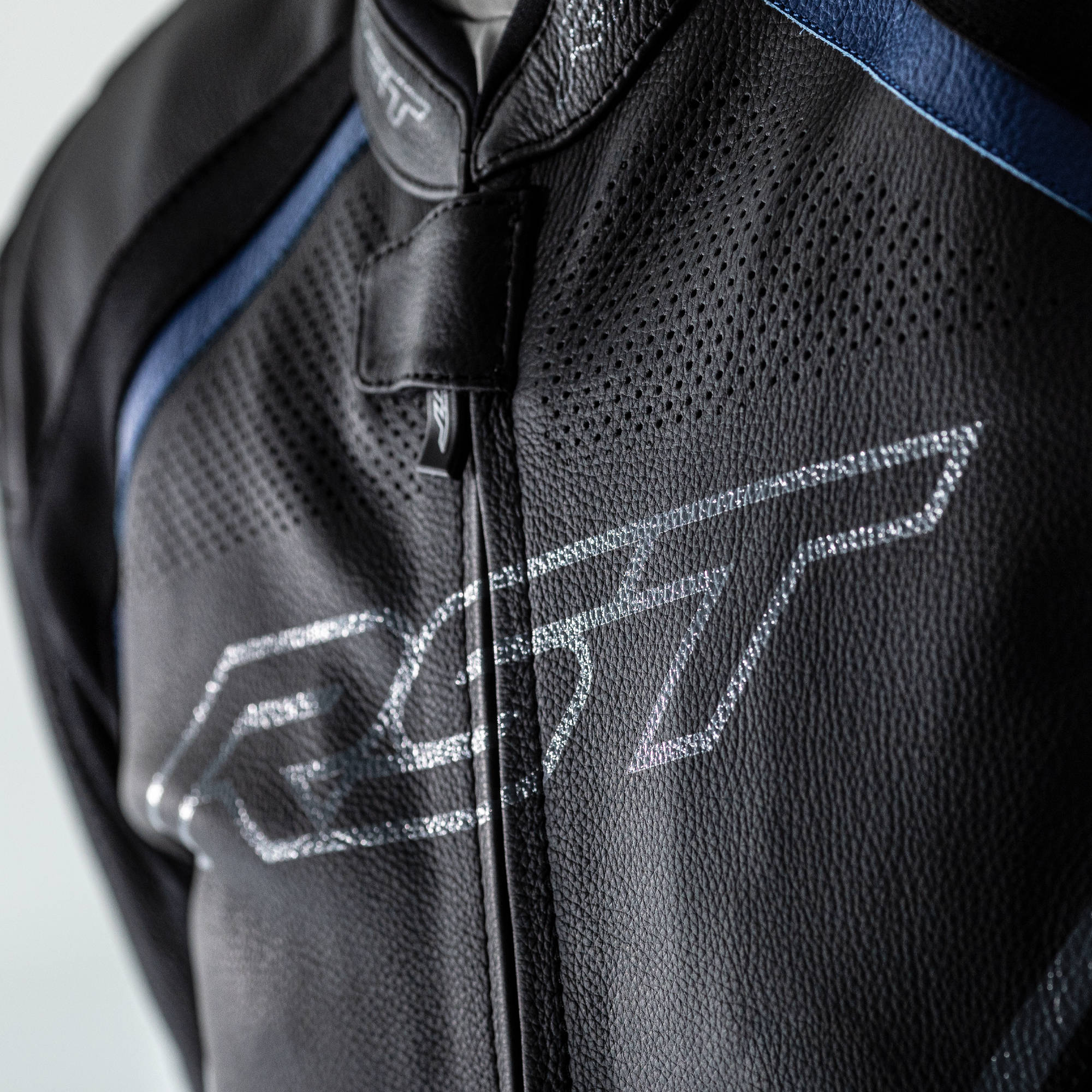 RST Sabre Airbag CE Mens Leather Jacket - Blue