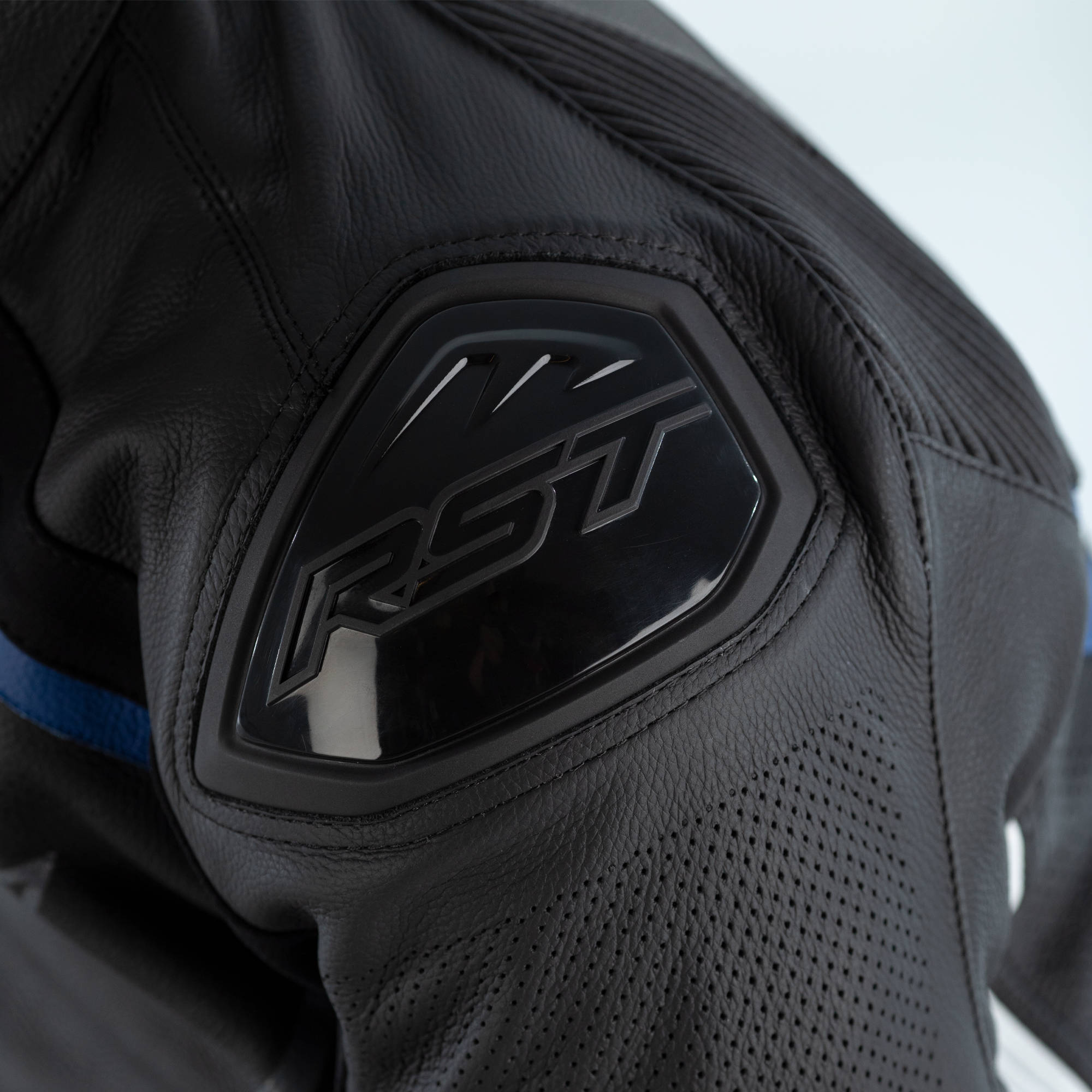 RST Sabre Airbag CE Mens Leather Jacket - Blue