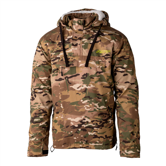 RST X KEVLARÂ® Loadout 1/4 zip CE Mens Textile Hooded Jacket - Khaki Camo