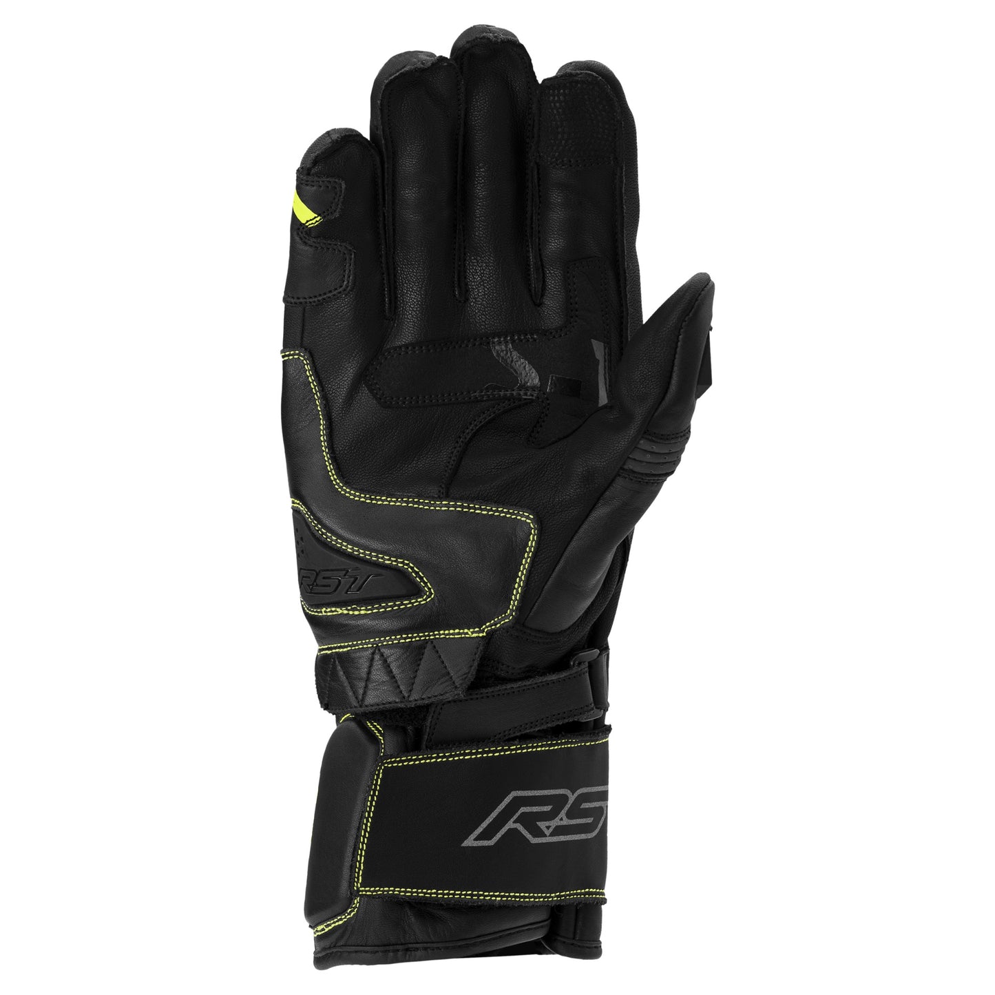 RST S1 CE Leather Mens Gloves - Black / Grey / Flo Yellow.