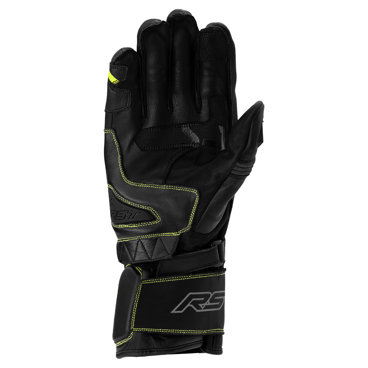 RST S1 CE Leather Mens Gloves - Black / Grey / Flo Yellow.