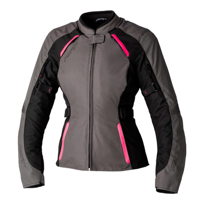 RST Ava CE Ladies Textile Jacket - Grey / Black / Neon Pink