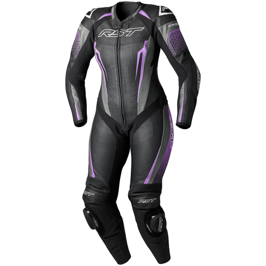 RST Tractech Evo 5 CE Ladies Leather Suit - Black / Fushia / Grey