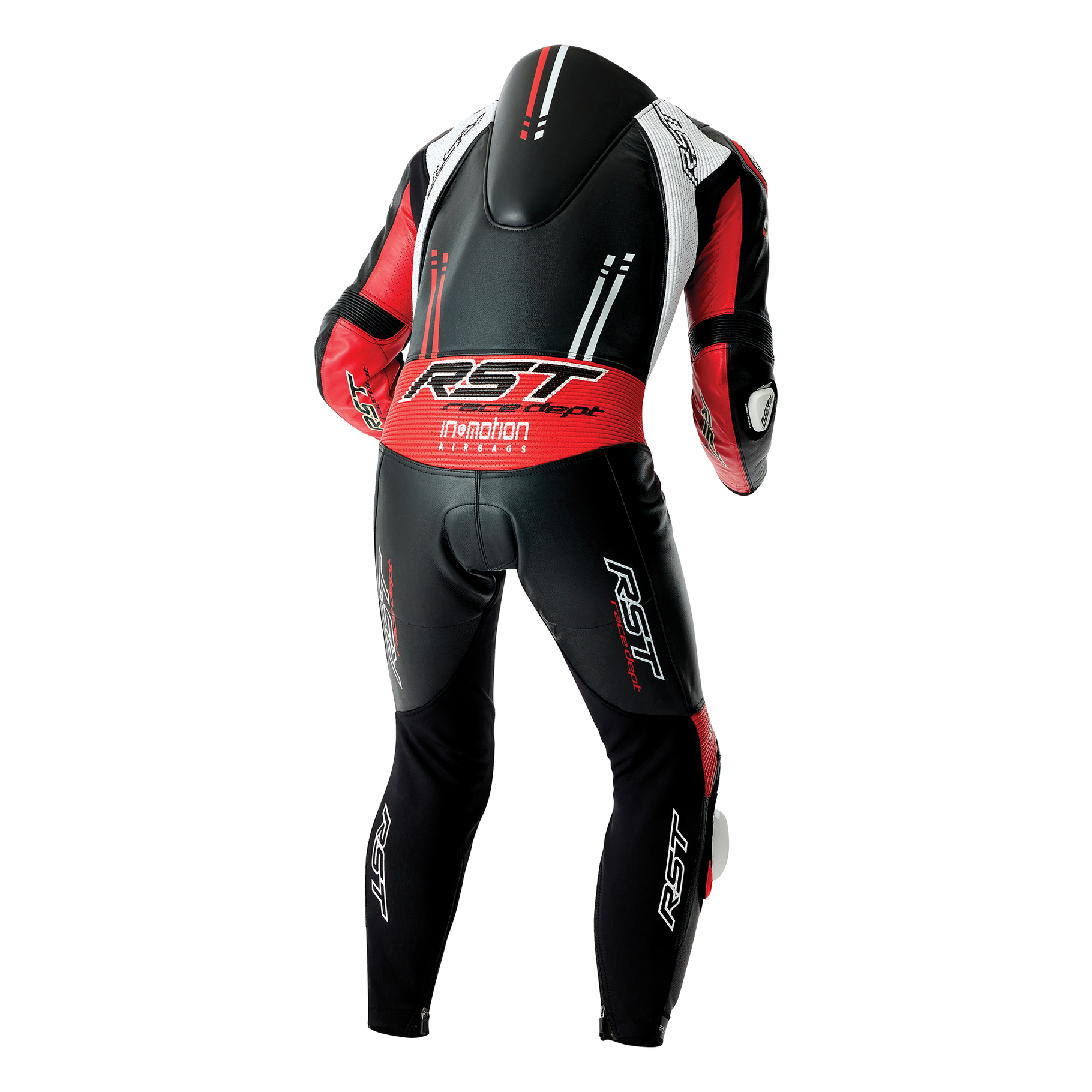 RST Race Dept V4.2 D3O Airbag Leather Suit - Black / White  / Red