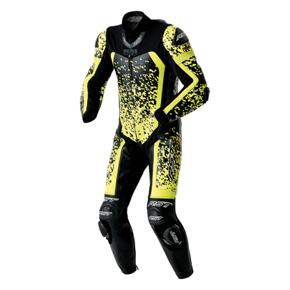 RST Pro Series D3O Airbag Leather Suit - Black / Flo Yellow