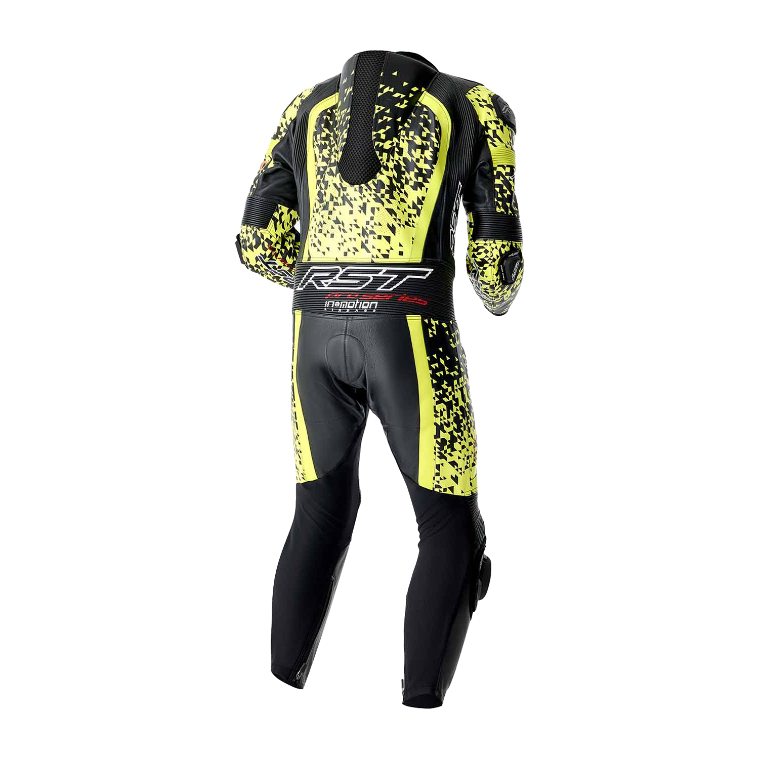RST Pro Series D3O Airbag Leather Suit - Black / Flo Yellow