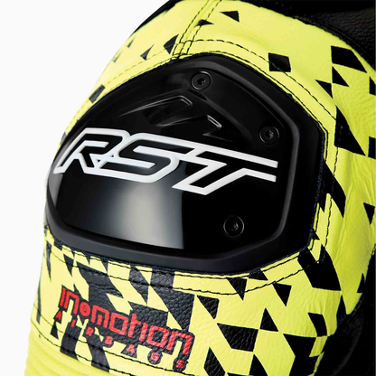 RST Pro Series D3O Airbag Leather Suit - Black / Flo Yellow
