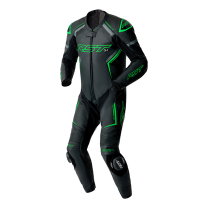RST S1 D3O Leather Suit - Black / Grey / Flo Green