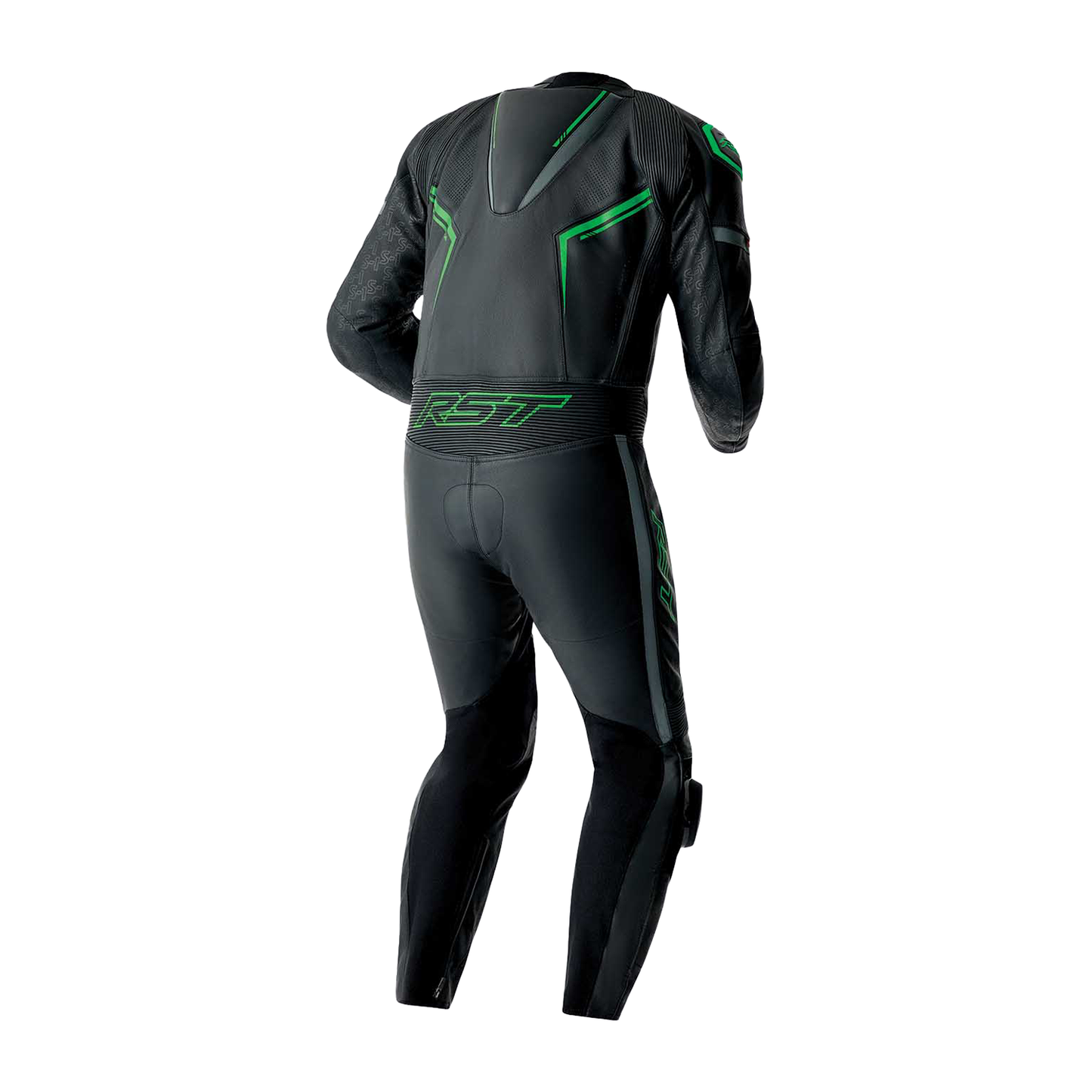 RST S1 D3O Leather Suit - Black / Grey / Flo Green