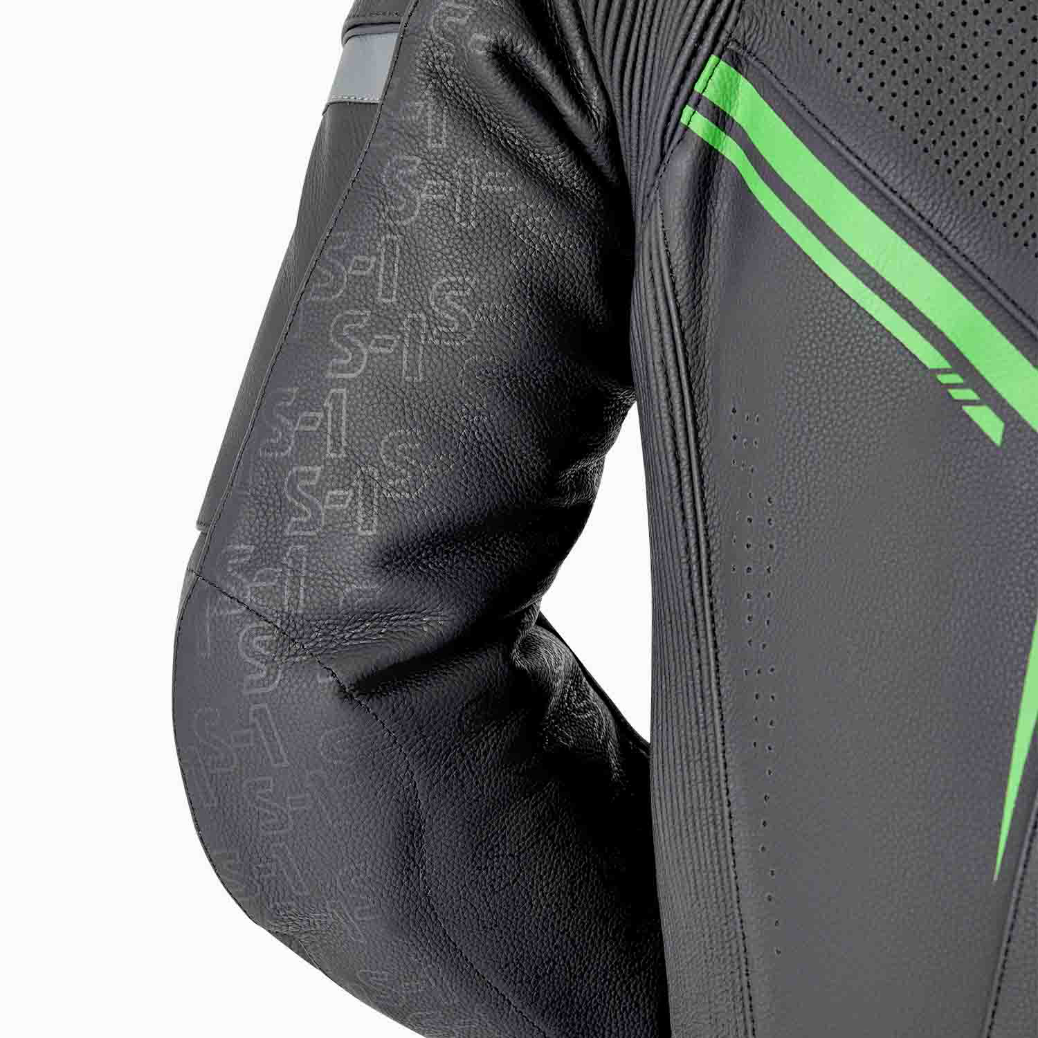 RST S1 D3O Leather Suit - Black / Grey / Flo Green
