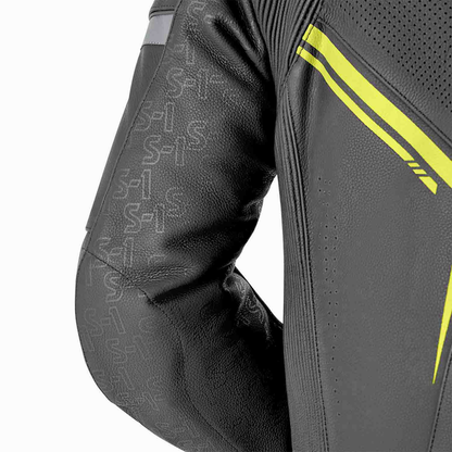 RST S1 D3O Leather Suit - Black / Grey / Flo Yellow
