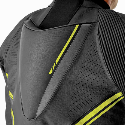 RST S1 D3O Leather Suit - Black / Grey / Flo Yellow
